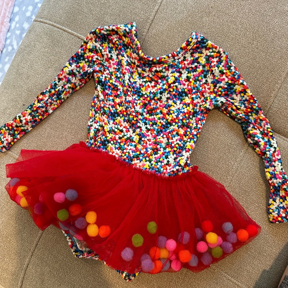 Bamboo rainbow sprinkle tutu dress 0-6m